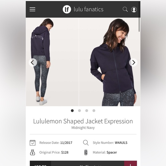 Lululemon Black Shaped Jacket Expression Size 2 - Picture 2 of 8